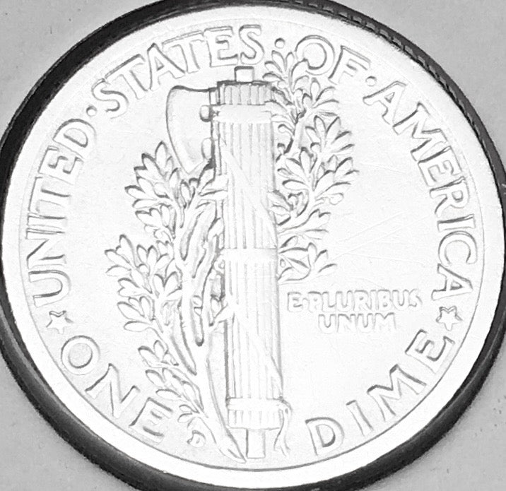 1916-D Denver Mint Mercury Dime, Superb Gem AU+++, RARE This Nice!