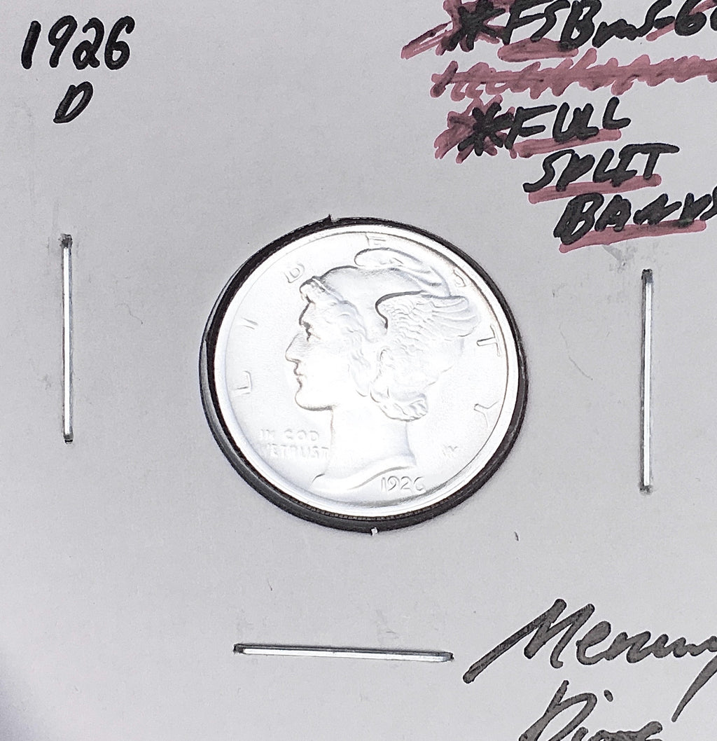 1926-D Mercury Dime, FULL Split Bands, Superb Gem BU++ FSB, RARE This Nice!