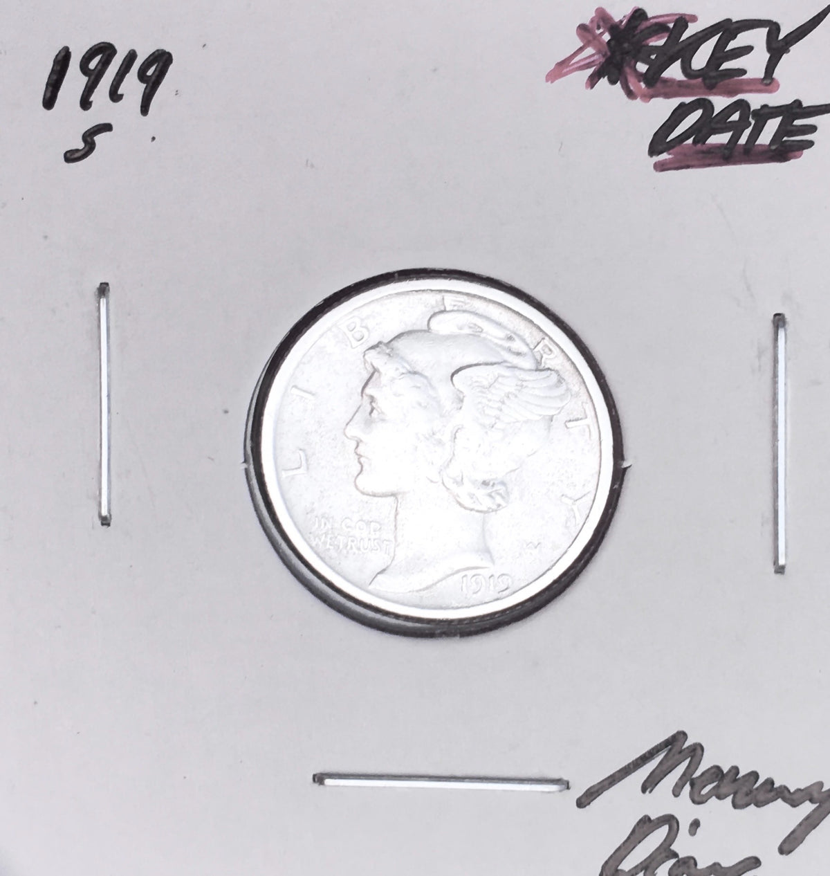 1919-S  SAN FRANCISCO  MINT KEY DATE! U.S. MERCURY DIME.