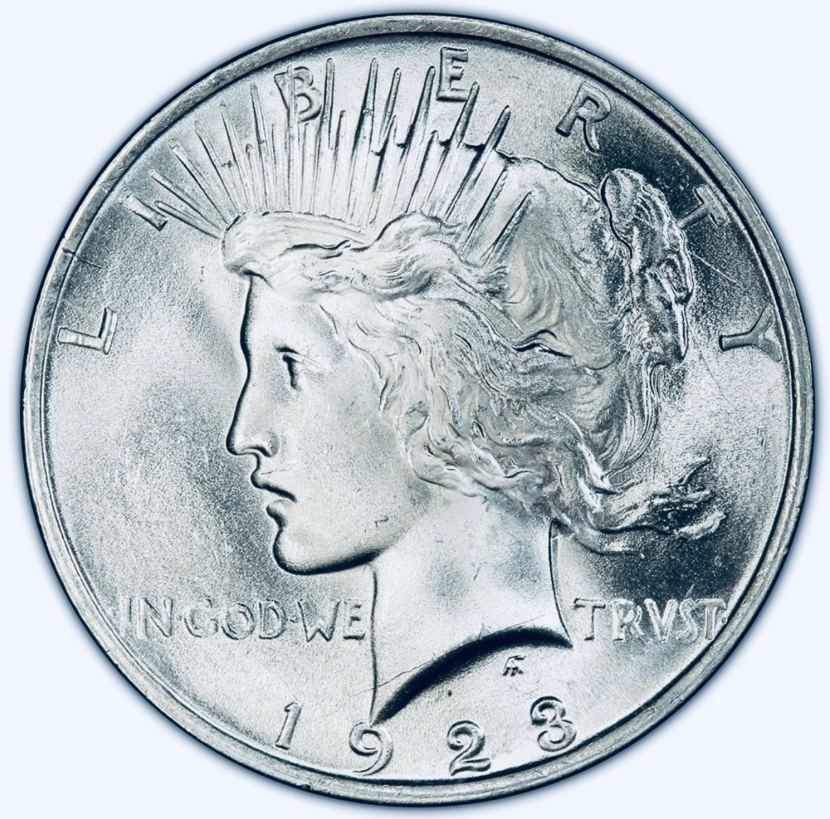 BRILLIANT UNCIRCULATED U.S. PEACE SILVER DOLLAR