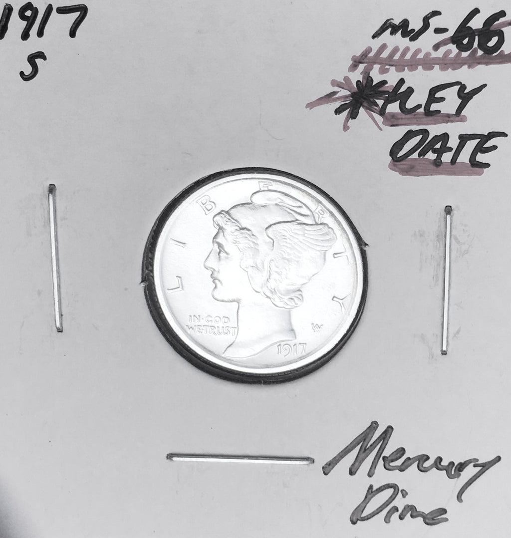 1917-S San Francisco Mint Mercury Dime, Superb Gem BU+++, RARE This Nice!