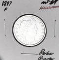 1897-P  GEM BU+++  BRILLIANT UNCIRCULATED!  U.S. BARBER QUARTER.  WOW!