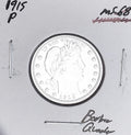 1915-P  GEM BU+++  BRILLIANT UNCIRCULATED!  U.S. BARBER QUARTER.  WOW!
