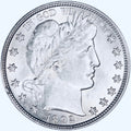 BRILLIANT UNCIRCULATED U.S. BARBER SILVER HALF DOLLAR