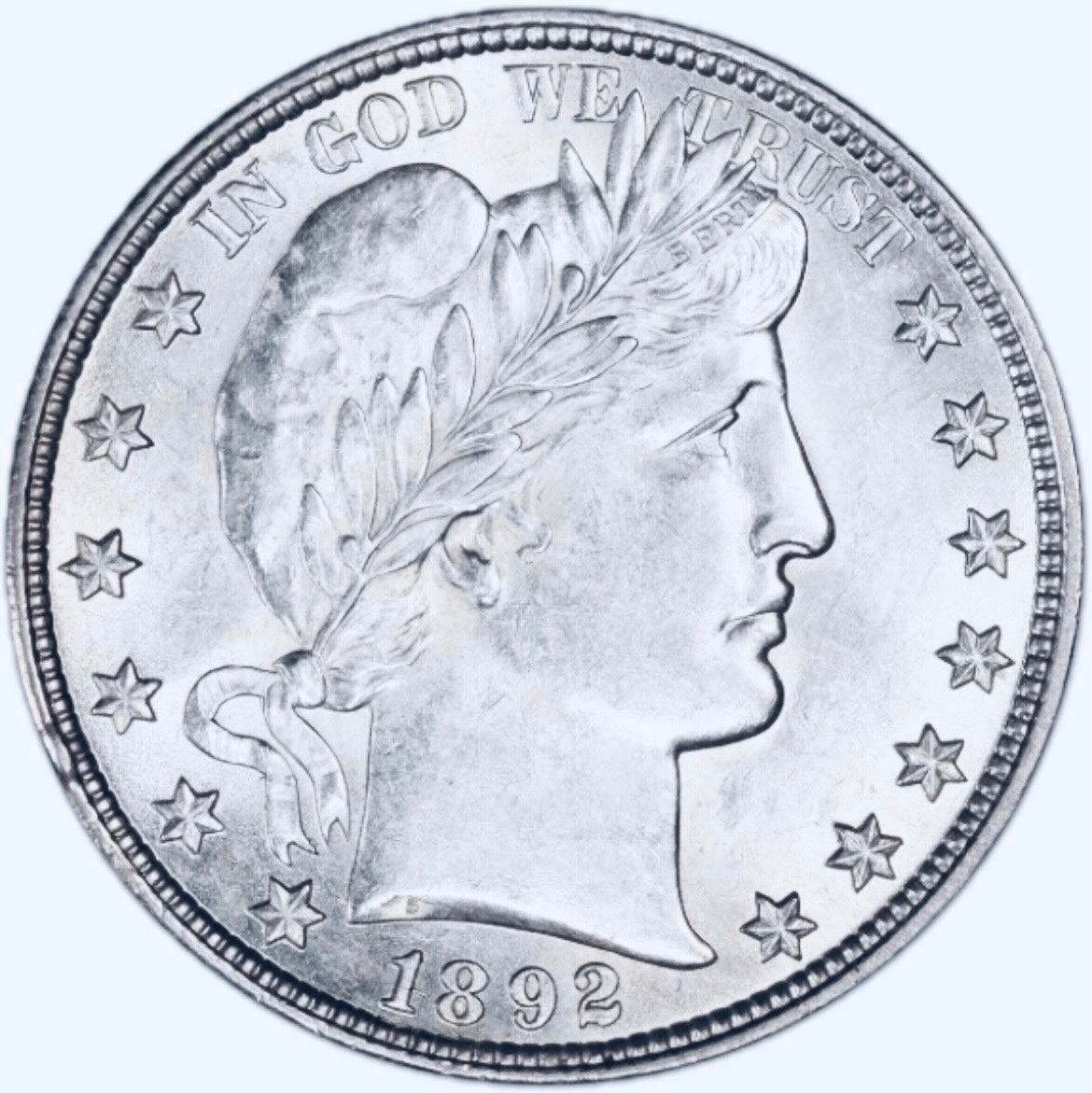BRILLIANT UNCIRCULATED U.S. BARBER SILVER HALF DOLLAR