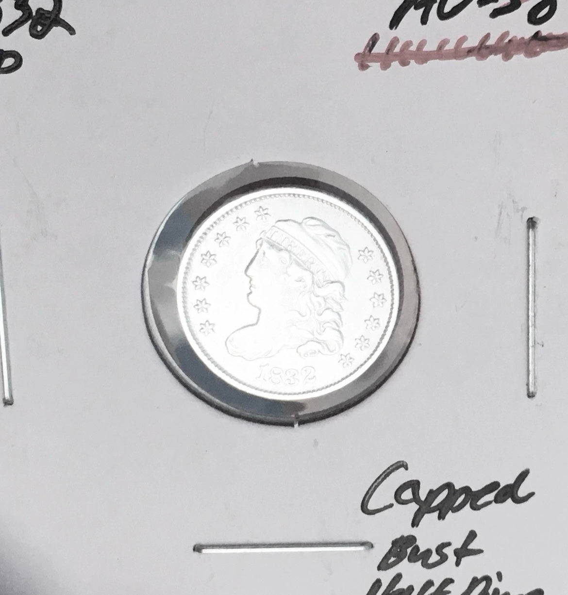 1832-P  GEM AU+++!  PHILADELPHIA MINT  U.S. CAPPED BUST HALF DIME. WOW!