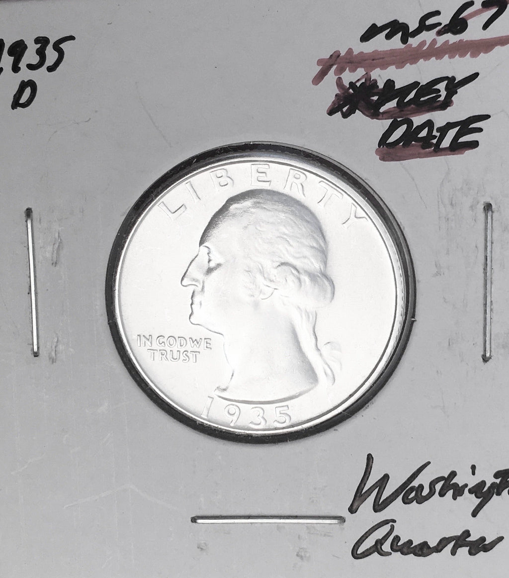 1935-D BRILLIANT UNCIRCULATED KEY DATE!  U.S. WASHINGTON QUARTER.