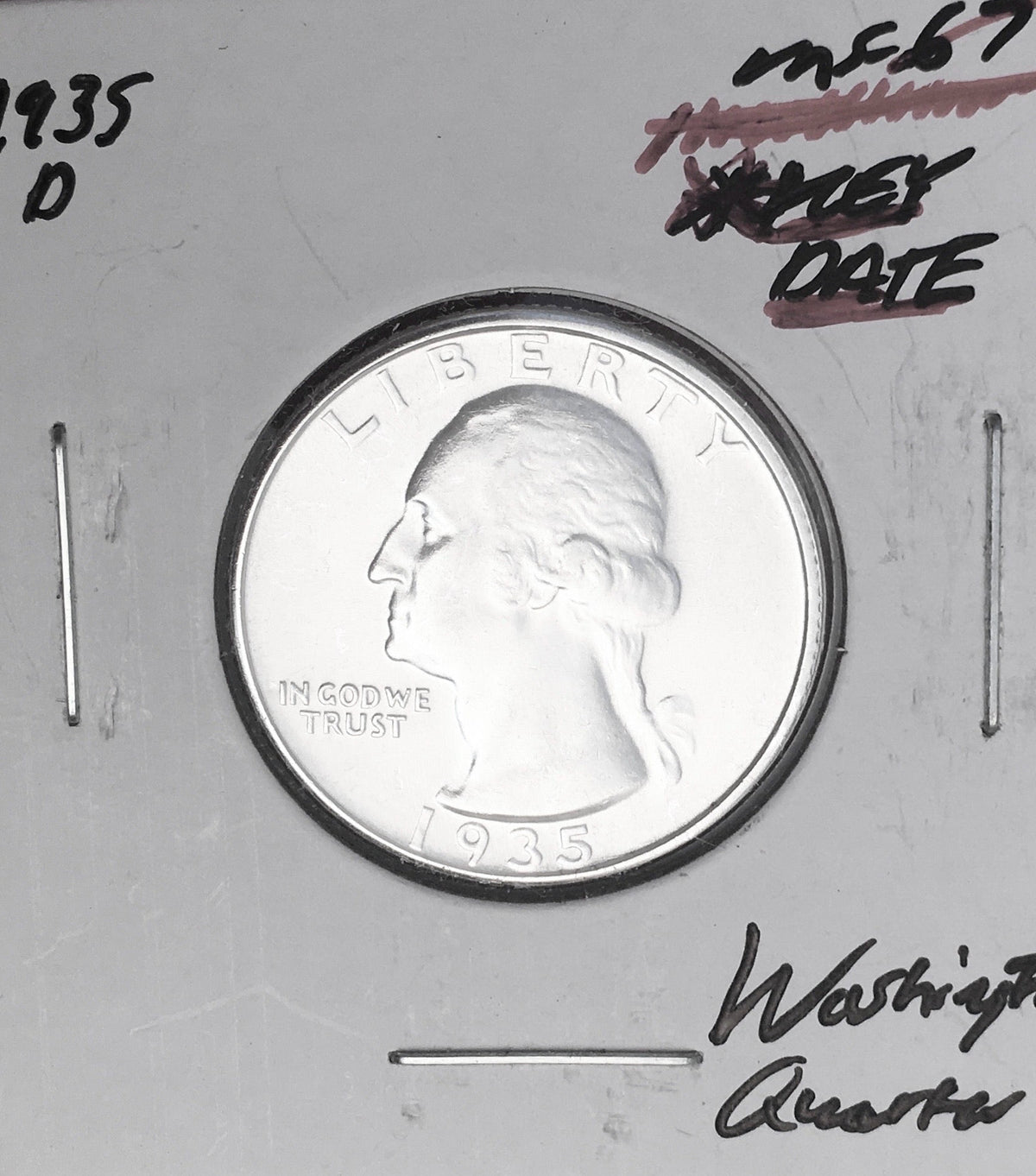 1935-D BRILLIANT UNCIRCULATED KEY DATE!  U.S. WASHINGTON QUARTER.