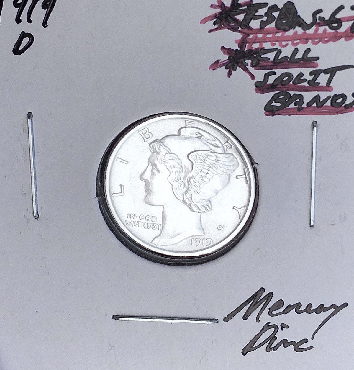 1919-D Mercury Dime, FULL Split Bands, Superb Gem BU++ FSB, RARE This Nice!