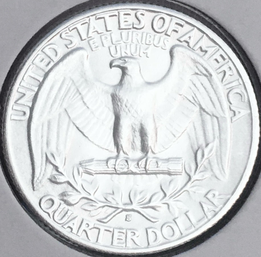 1937-S BRILLIANT UNCIRCULATED KEY DATE!  U.S. WASHINGTON QUARTER.