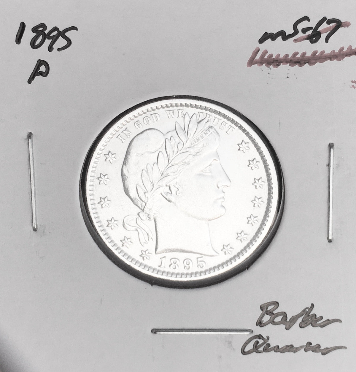 1895-P  GEM BU+++  BRILLIANT UNCIRCULATED!  U.S. BARBER QUARTER.  WOW!