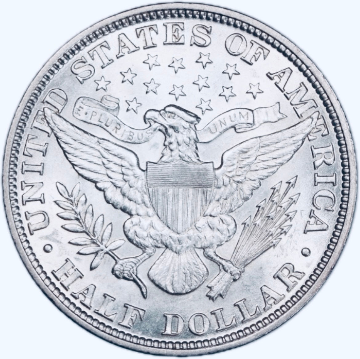 BRILLIANT UNCIRCULATED U.S. BARBER SILVER HALF DOLLAR