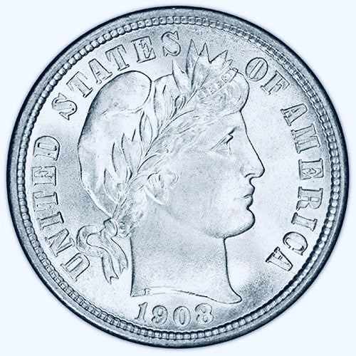 BRILLIANT UNCIRCULATED U.S. BARBER SILVER DIME