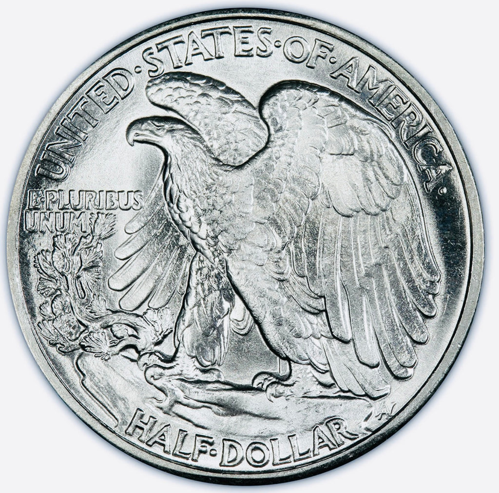 BRILLIANT UNCIRCULATED U.S. WALKING LIBERTY SILVER HALF DOLLAR