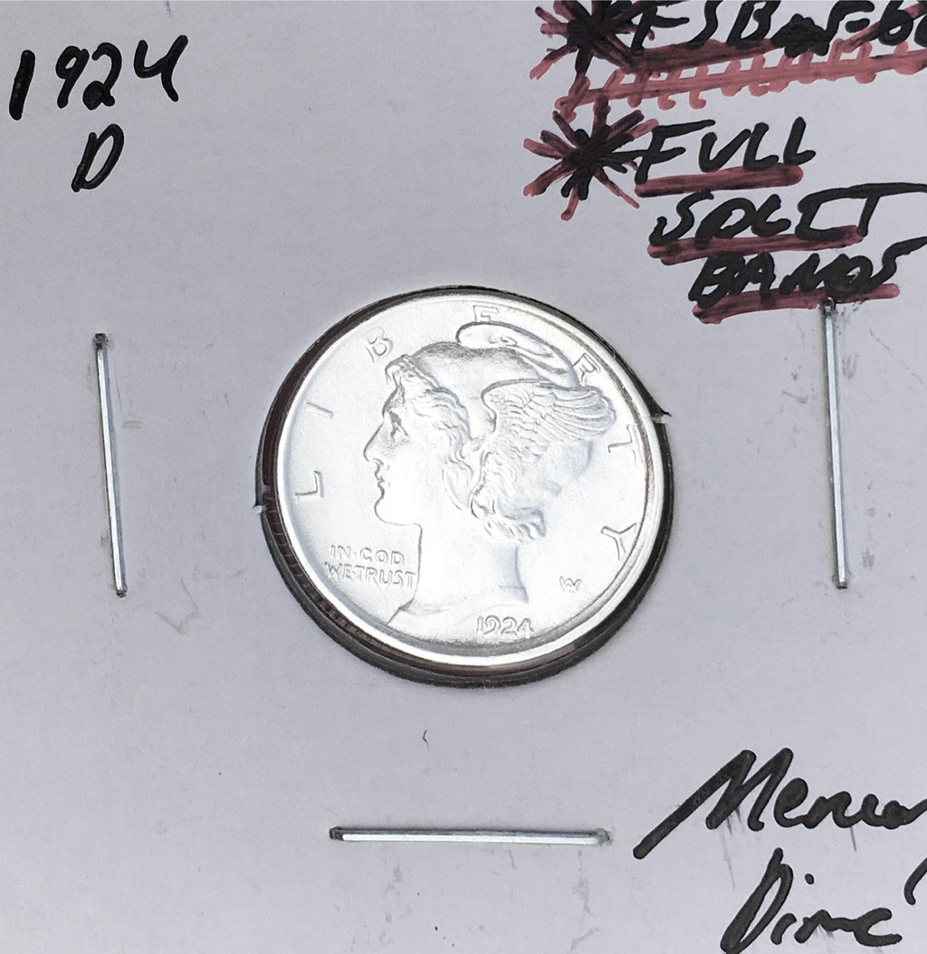 1924-D Mercury Dime, FULL Split Bands, Superb Gem BU++ FSB, RARE This Nice!