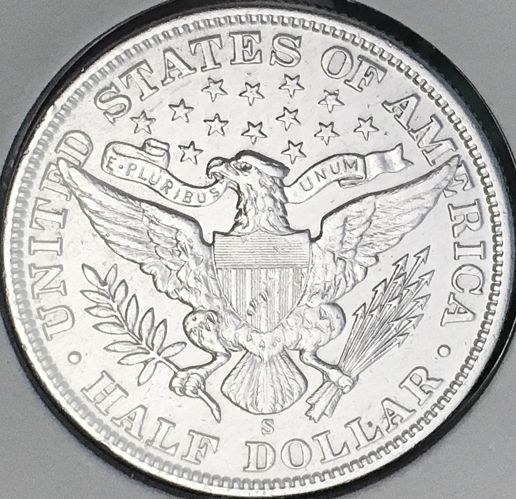 1899-S  AU DETAILS+++  AMAZING MONSTER U.S. BARBER HALF DOLLAR! WOW!