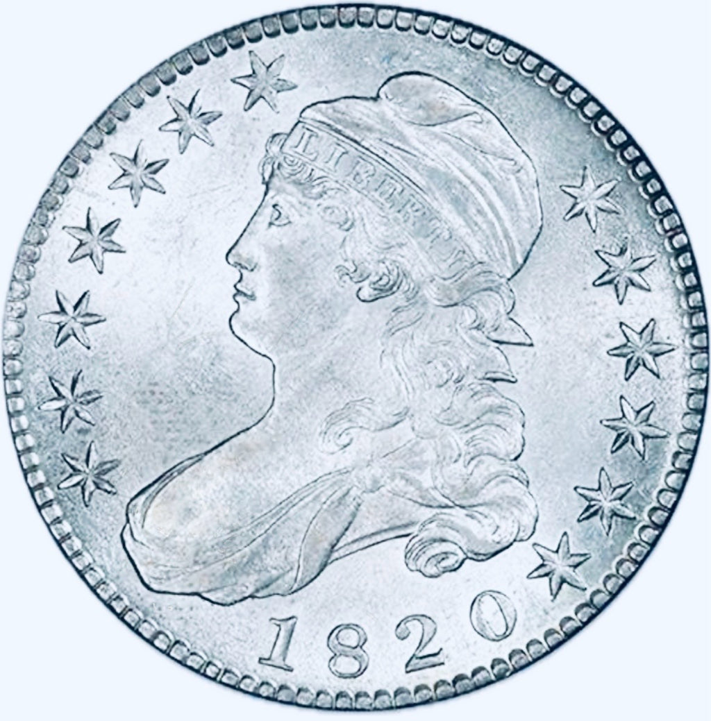BRILLIANT UNCIRCULATED U.S. CAPPED BUST SILVER HALF DOLLAR
