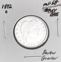 1892-O  GEM BU+++  BRILLIANT UNCIRCULATED!  U.S. BARBER QUARTER.  WOW!