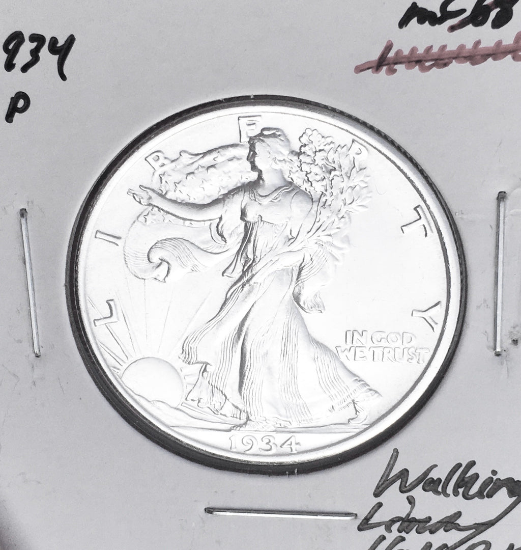 1934-P  GEM BU+++  BRILLIANT UNCIRCULATED!  U.S. WALKING LIBERTY SILVER HALF DOLLAR. WOW!