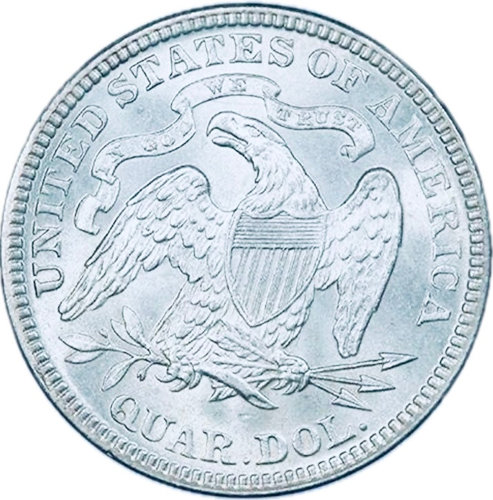 BRILLIANT UNCIRCULATED U.S. SEATED LIBERTY SILVER QUARTER