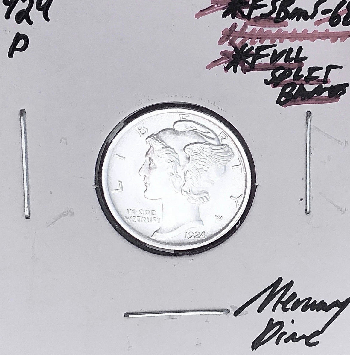 1924-P Mercury Dime, FULL Split Bands, Superb Gem BU++ FSB, RARE This Nice!