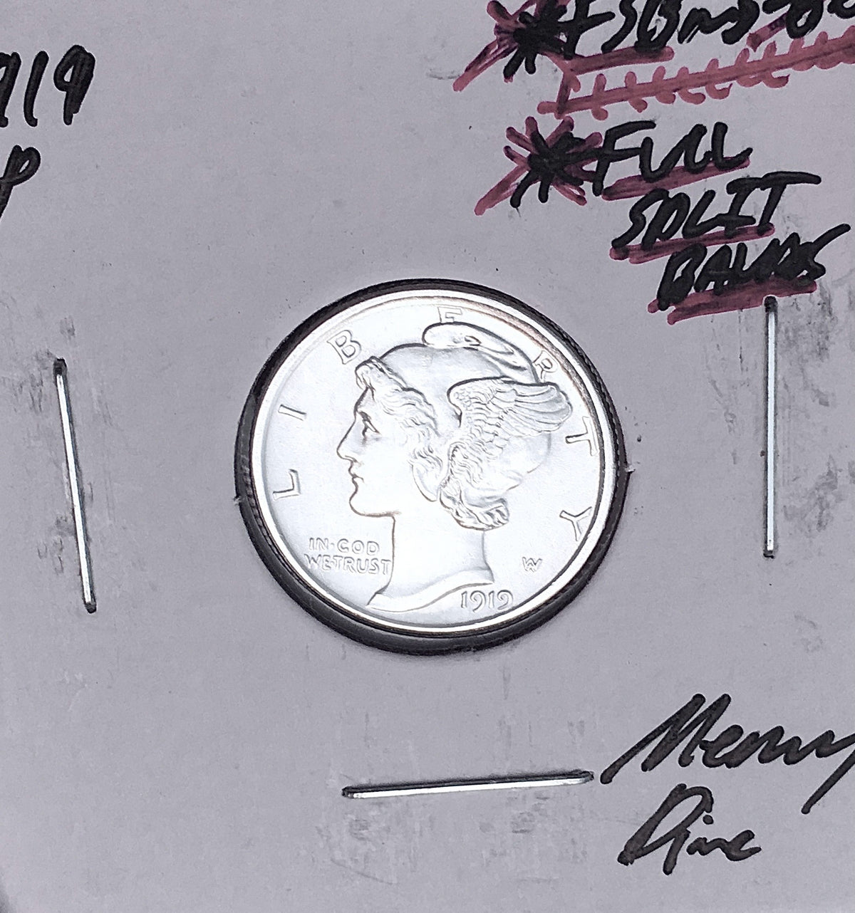 1919-P Mercury Dime, FULL Split Bands, Superb Gem BU++ FSB, RARE This Nice!