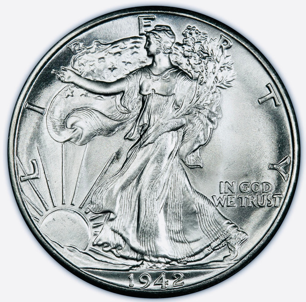 BRILLIANT UNCIRCULATED U.S. WALKING LIBERTY SILVER HALF DOLLAR