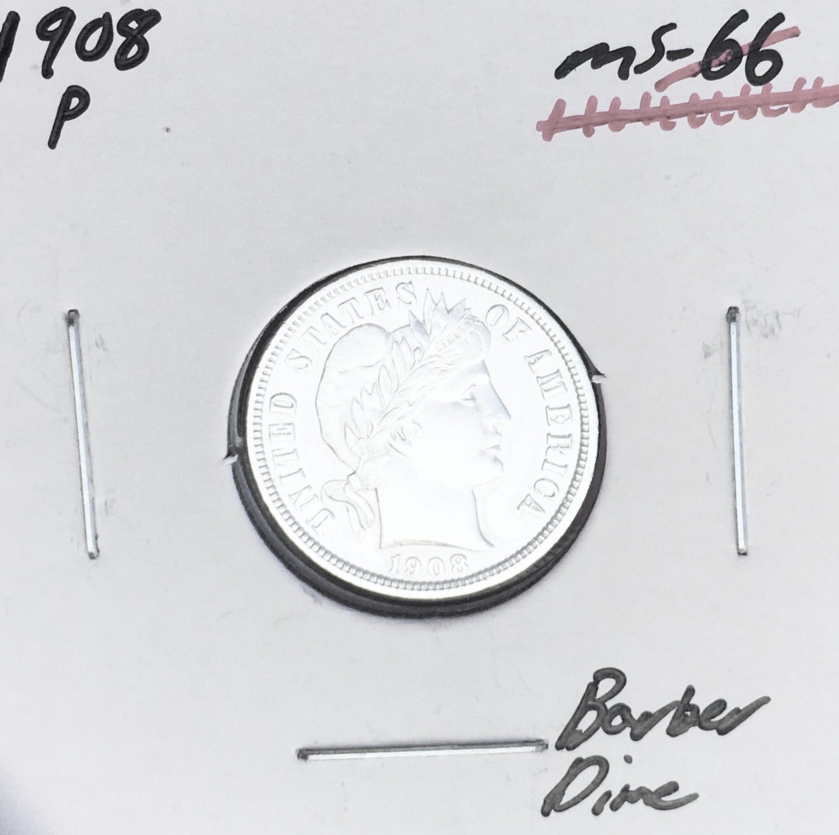 1908-P GEM BU+++ BRILLIANT UNCIRCULATED! U.S. BARBER SILVER DIME! WOW!