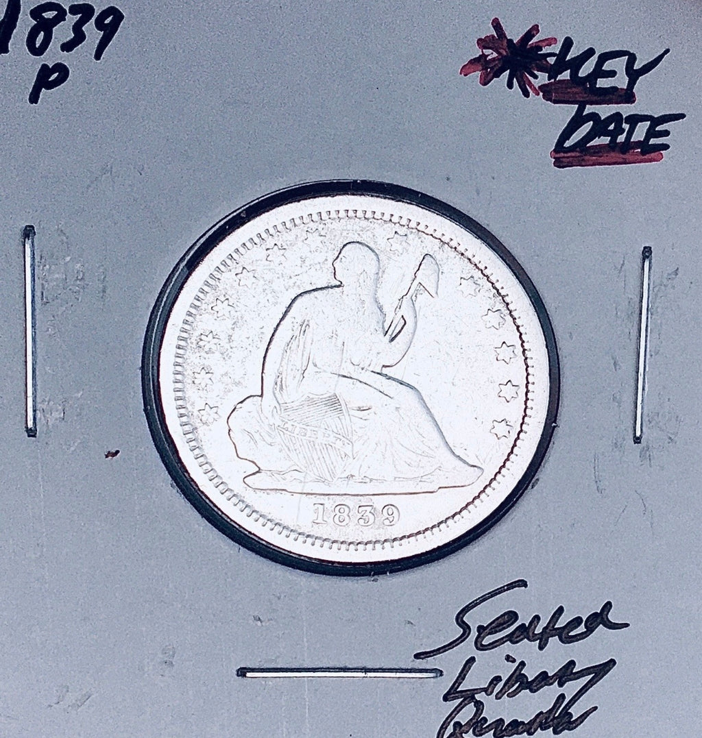 1839-P  PHILADELPHIA MINT  KEY DATE!  U.S. SEATED LIBERTY QUARTER.