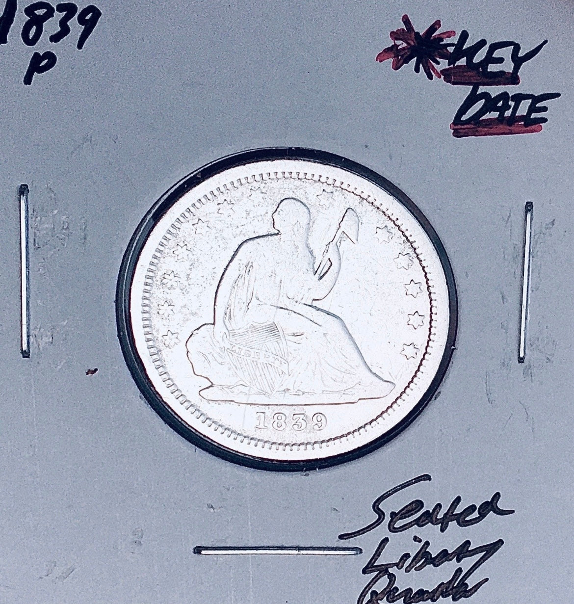 1839-P  PHILADELPHIA MINT  KEY DATE!  U.S. SEATED LIBERTY QUARTER.