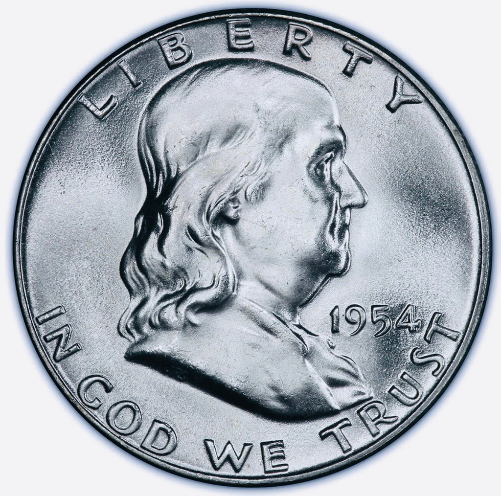 BRILLIANT UNCIRCULATED U.S. FRANKLIN SILVER HALF DOLLAR