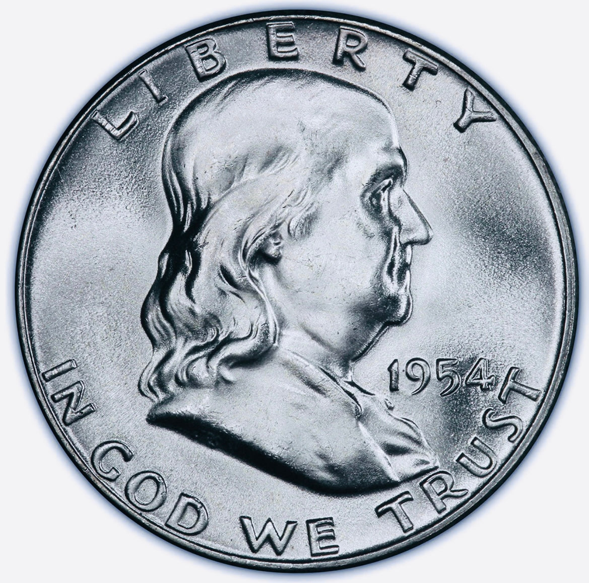 BRILLIANT UNCIRCULATED U.S. FRANKLIN SILVER HALF DOLLAR