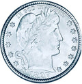 BRILLIANT UNCIRCULATED U.S. BARBER SILVER QUARTER